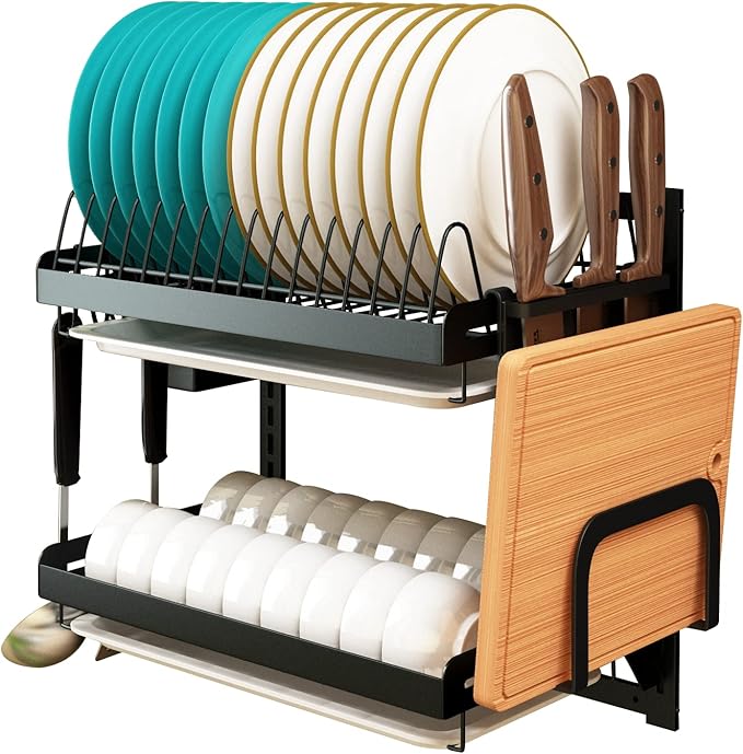 2 Tiers Wall Mounted Dish Drying Rack - Image 3