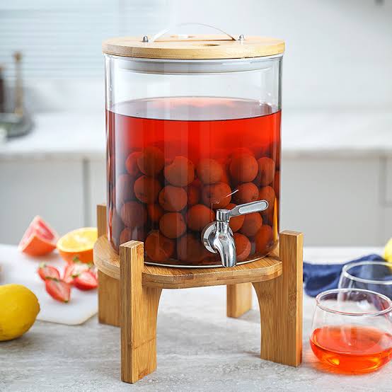 Borosilicate Glass Juice Dispenser With Bamboo Stand-5 Liter - Image 2