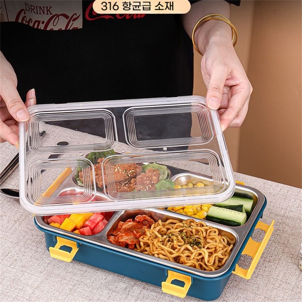 4 Section Stainless Steel Lunch Boxes for Office Men, Lunch Box Steel, Lunch Boxes, Lunch Box for Office (4 Compartment). - Image 3