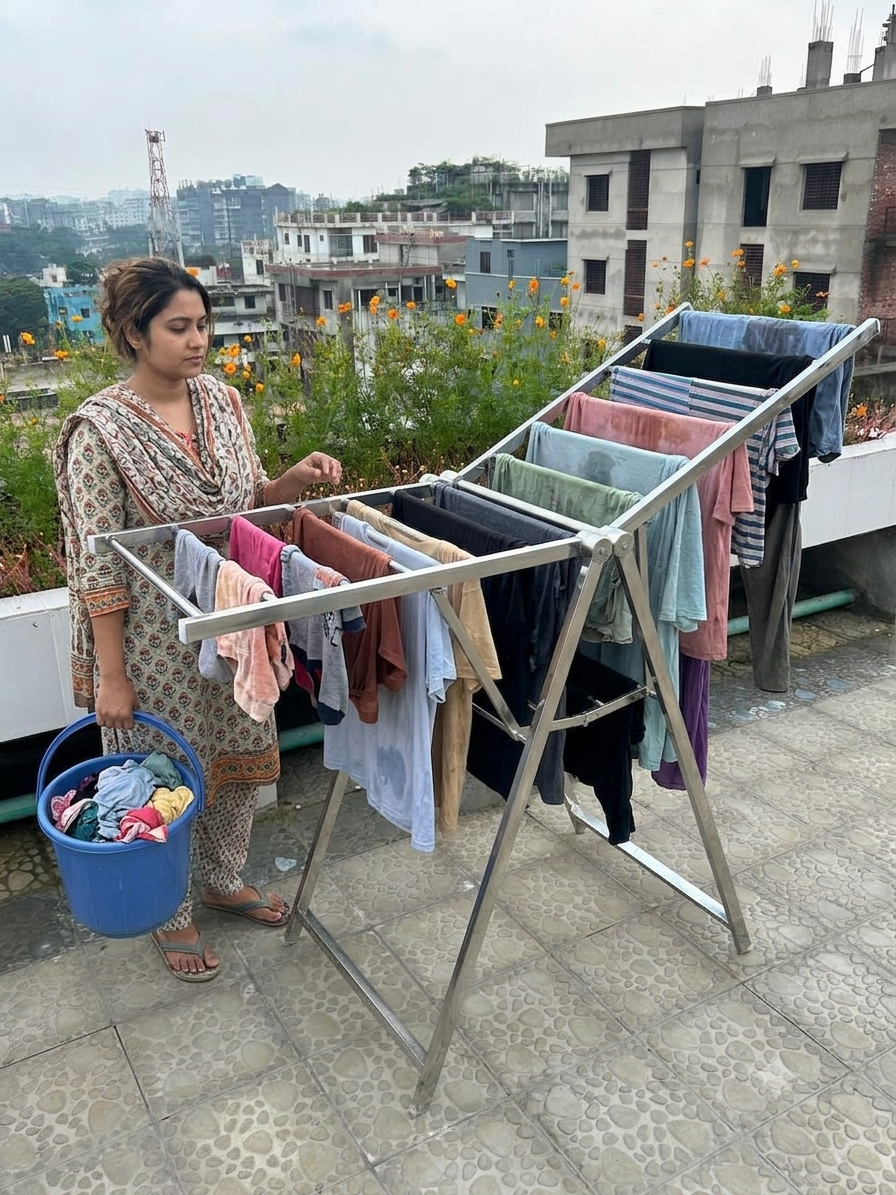 Heavy Foldable Stainless Steel Cloth Rack – কাপড় শুকানোর র্যাক