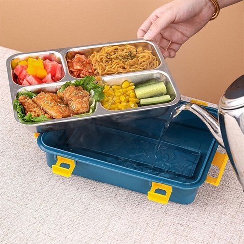 4 Section Stainless Steel Lunch Boxes for Office Men, Lunch Box Steel, Lunch Boxes, Lunch Box for Office (4 Compartment). - Image 2