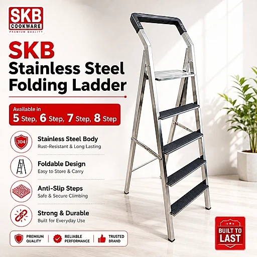 100% Stainless Steel Folding Ladder – 5 to 8 - Image 2