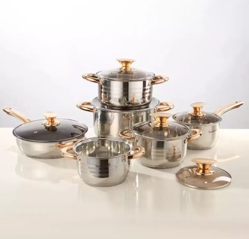 Kaisa Villa 12 Pcs Stainless Steel Cookware Set with Lid INDUCTION KV-6618 - Image 2